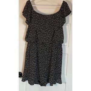 L Love Black Beige Off Shoulder Ruffle Lined Ruched Strech Waist Skort Plus 3XL